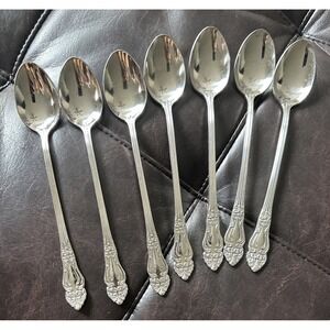 Reed Barton HAVERSHAM Stainless 18/10 Glossy Silverware Lot 7 Iced Tea Spoons 8"